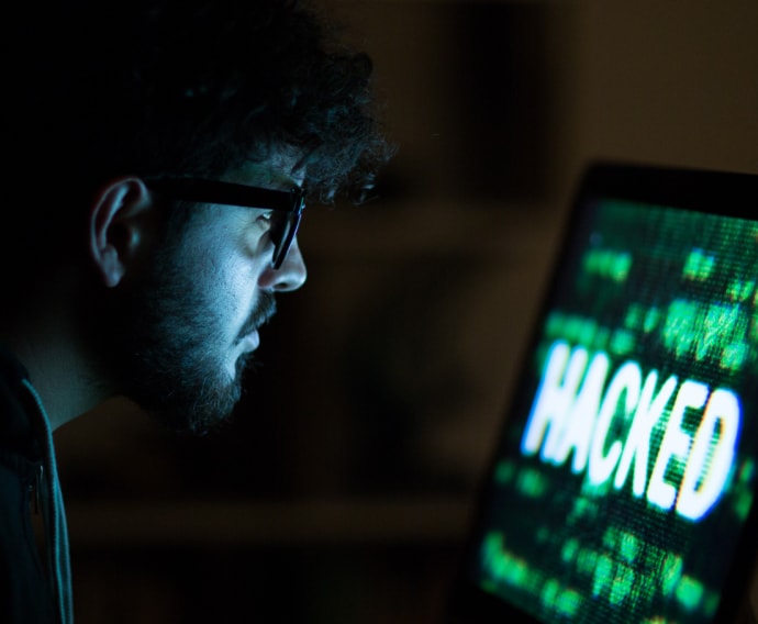 Hacker working at night.